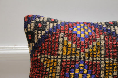 Geometric Kilim Pillow Cover: 16x16 Square, Upcycled Wool