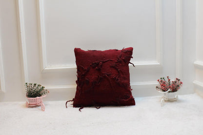 Handmade Red Kilim Pillow Cover: Boho Woven Rug, 16x16 inch