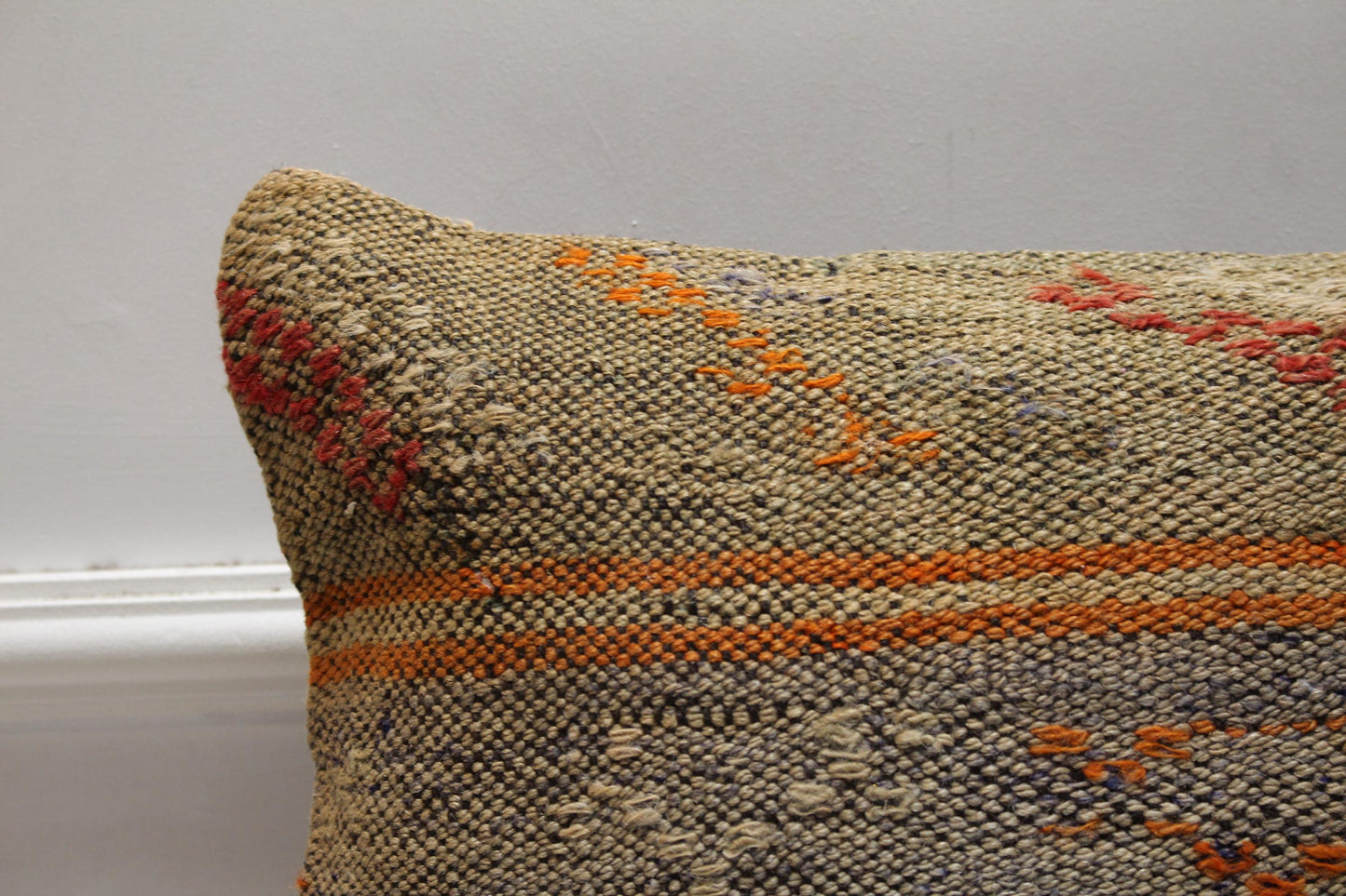 Handmade Kilim Pillow Cover: 16x16 Square, Organic Wool Throw Pillow