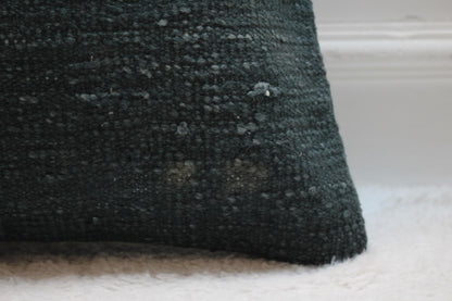 Green Vintage Kilim Pillow Cover: Handmade Wool, 16x16 inch