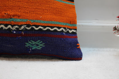 Rainbow Kilim Pillow Cover: Vintage Organic Wool, 16x16 inch