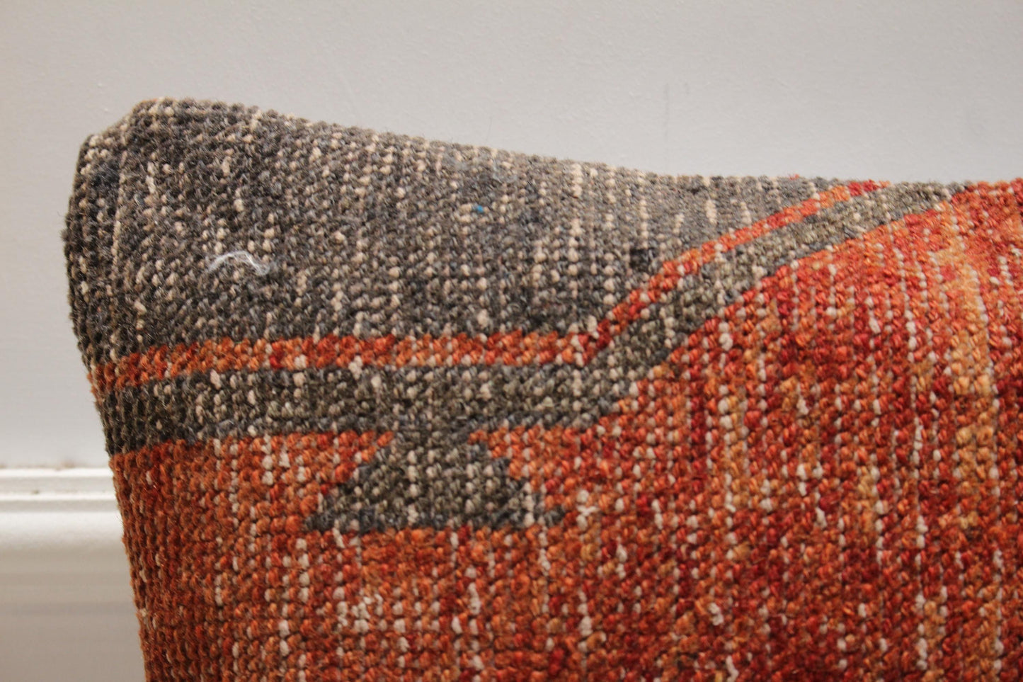 Handmade Kilim Pillow Cover: Upcycled Woven Rug, Red 16x16