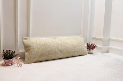 Beige Lumbar Pillow: 12x36 Turkish Rug Design, Neutral Tones