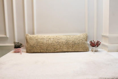 Cream Turkish Rug Lumbar Pillow Cover: Neutral Boho Decor (12x36 inch)