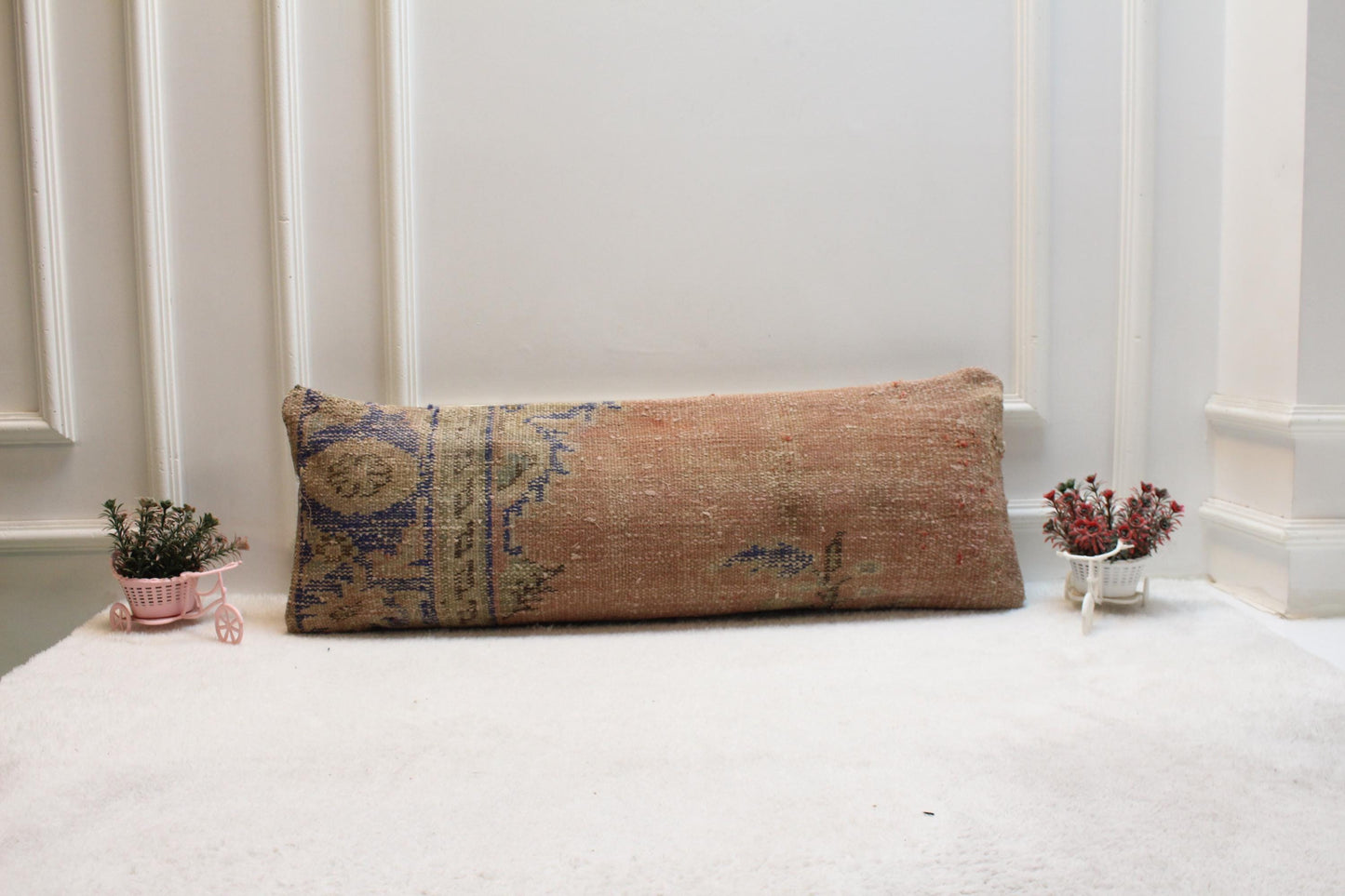 Vintage Turkish Rug Print Lumbar Pillow Cover - Boho Cushion (12x24 inch)