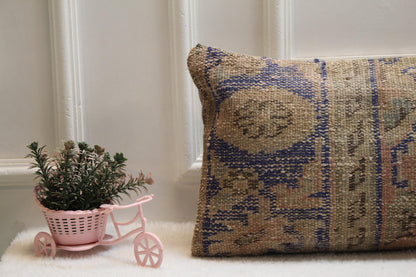 Vintage Turkish Rug Print Lumbar Pillow Cover - Boho Cushion (12x24 inch)
