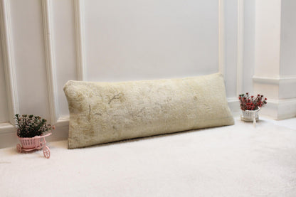Beige Turkish Rug Lumbar Pillow Cover: Boho Decor (12x36)