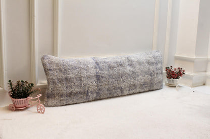Purple Vintage Turkish Rug Lumbar Pillow Cover: 12x36 Organic Wool Pillow