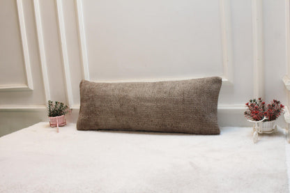 Handmade Kilim Lumbar Pillow Cover: Upcycled Turkish Rug, 12x36 inch
