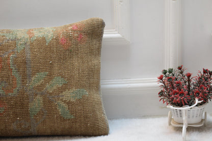 Vintage Turkish Rug Lumbar Pillow Cover: Handmade Kilim Pillow Case (12x36 in)