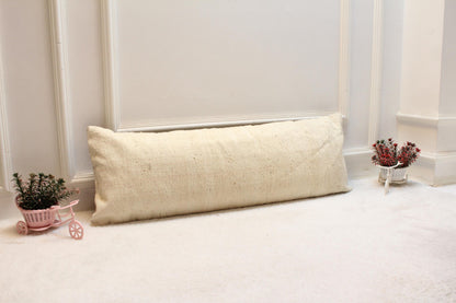 Handmade Floral Turkish Rug Lumbar Pillow Cover: Upcycled Kilim, 12x24 inch
