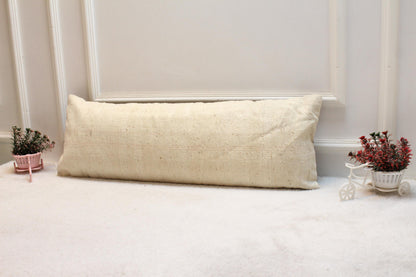 Handmade Floral Turkish Rug Lumbar Pillow Cover: Upcycled Kilim, 12x24 inch