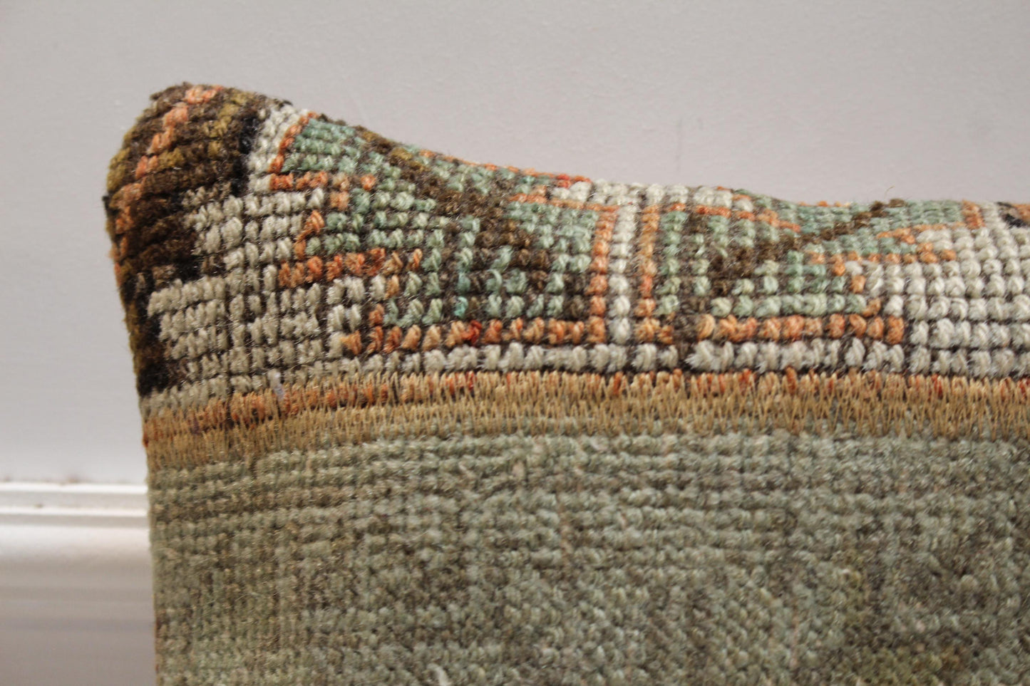 Handmade Turkish Kilim Pillow Cover: Upcycled Woven Rug, 16x16 Rainbow