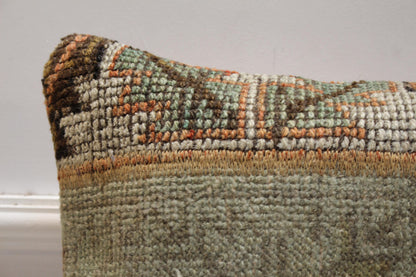 Handmade Turkish Kilim Pillow Cover: Upcycled Woven Rug, 16x16 Rainbow