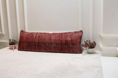 Red Vintage Turkish Rug Lumbar Pillow Cover (12x36 inc)