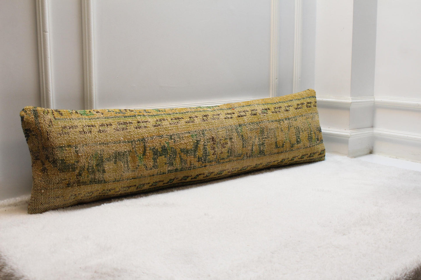 Antique Kilim Lumbar Pillow Cover – 12x48 Handwoven Turkish Rug