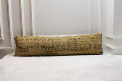 Antique Kilim Lumbar Pillow Cover – 12x48 Handwoven Turkish Rug