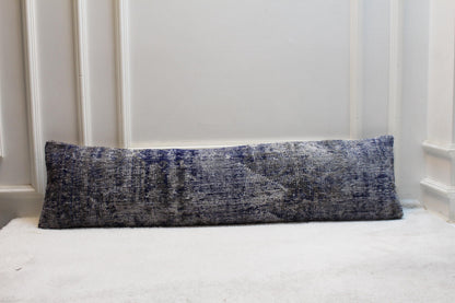 Blue Kilim Bench Pillow Cover 30x120 inch – Handwoven Turkish Rug Lumbar