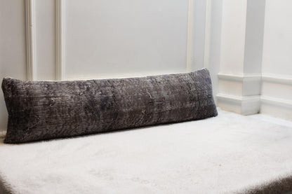 Vintage Turkish Kilim Lumbar Pillow | 12x48 inch Distressed Wool