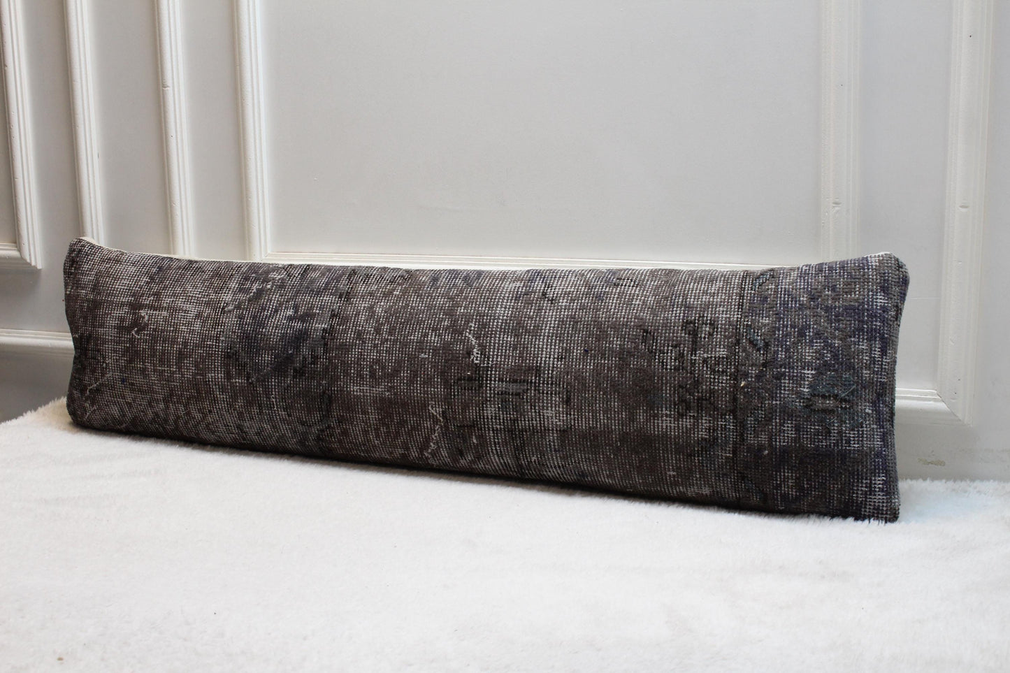 Vintage Turkish Kilim Lumbar Pillow | 12x48 inch Distressed Wool