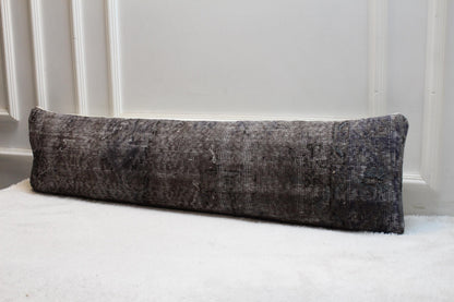 Vintage Turkish Kilim Lumbar Pillow | 12x48 inch Distressed Wool
