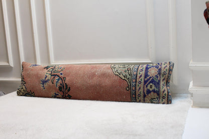 Handmade Extra Long Kilim Pillow | Rose & Indigo Turkish Rug (30x120 in)