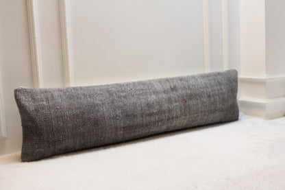 Extra Long Gray Kilim Pillow | Handmade Turkish Lumbar Cushion