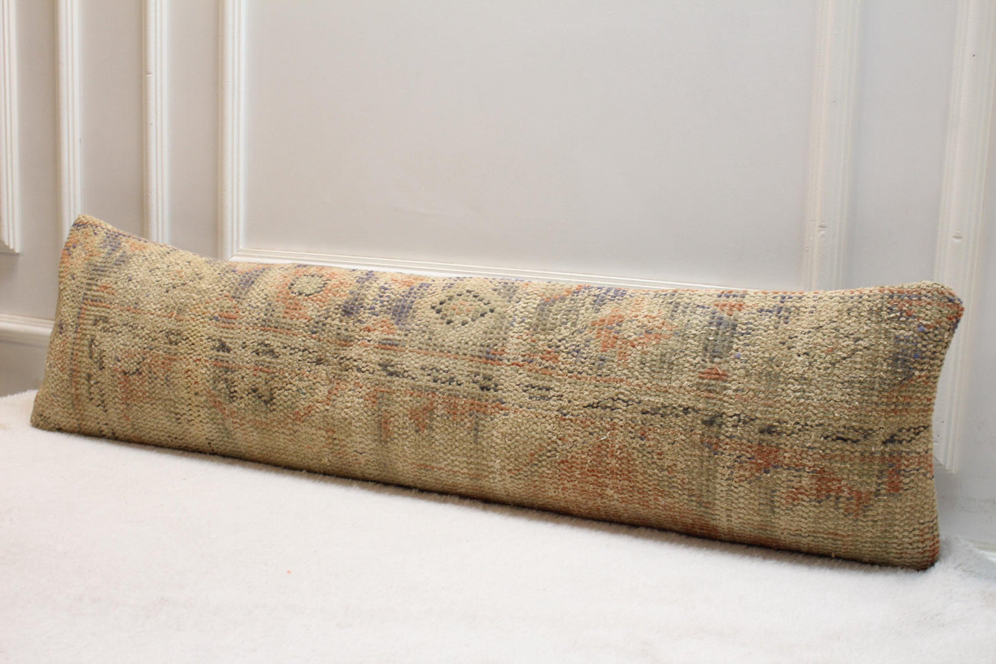 Vintage Turkish Kilim Pillow Cover | 30x120 cm, Faded Neutrals