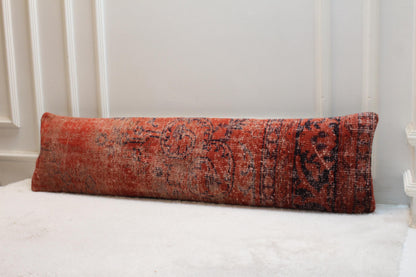 Handwoven Kilim Lumbar Pillow | Authentic Turkish Wool, Red Ottoman Design
