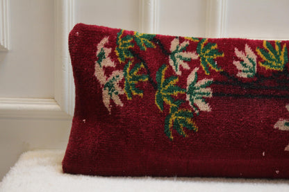 Handwoven Turkish Kilim Lumbar Pillow – Colorful Wool Cushion with Floral & Botanical Motifs (30x120”)