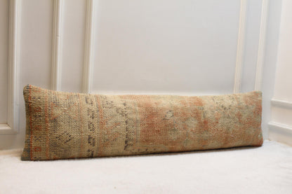 Handwoven Turkish Kilim Lumbar Pillow | 30x120" Beige, Peach & Taupe