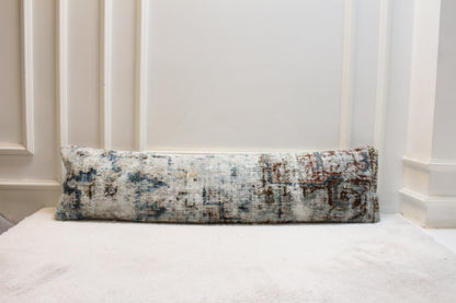 Handwoven Turkish Kilim Pillow – Vintage Ivory, Blue & Chestnut (30x120 inches)