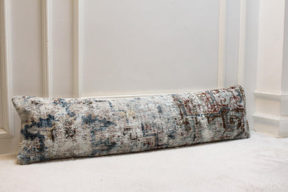 Handwoven Turkish Kilim Pillow – Vintage Ivory, Blue & Chestnut (30x120 inches)
