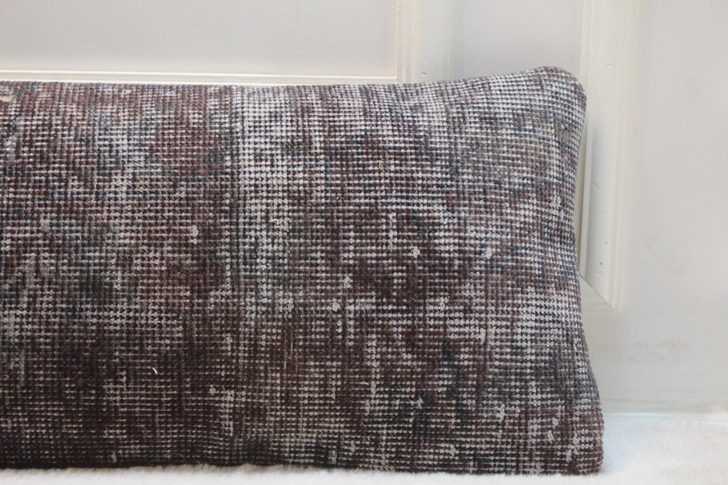 Handwoven Turkish Kilim Pillow, Long Lumbar Cushion, Dark Gray (30x120 inches)