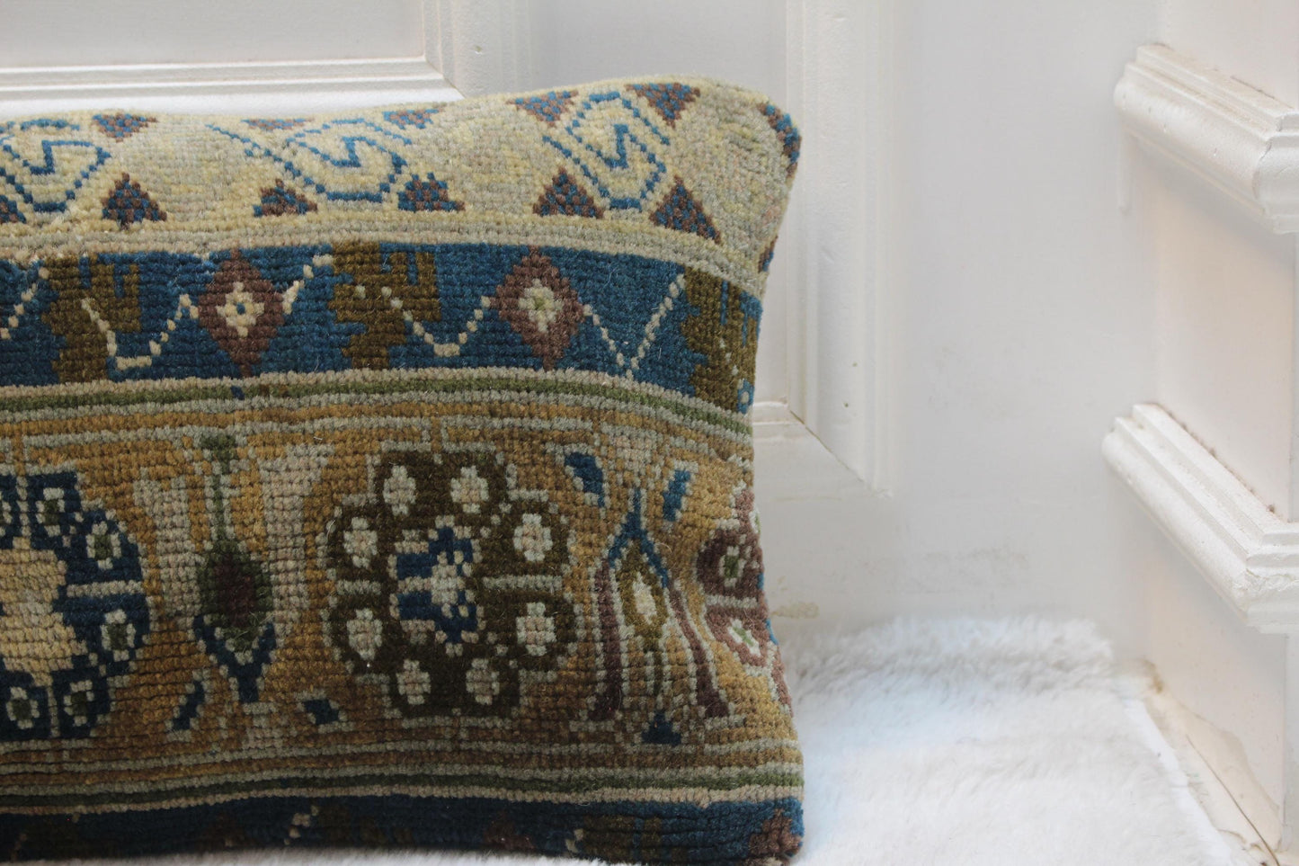 Vintage Kilim Pillow – 30x120” Turkish Rug, Bench Cushion