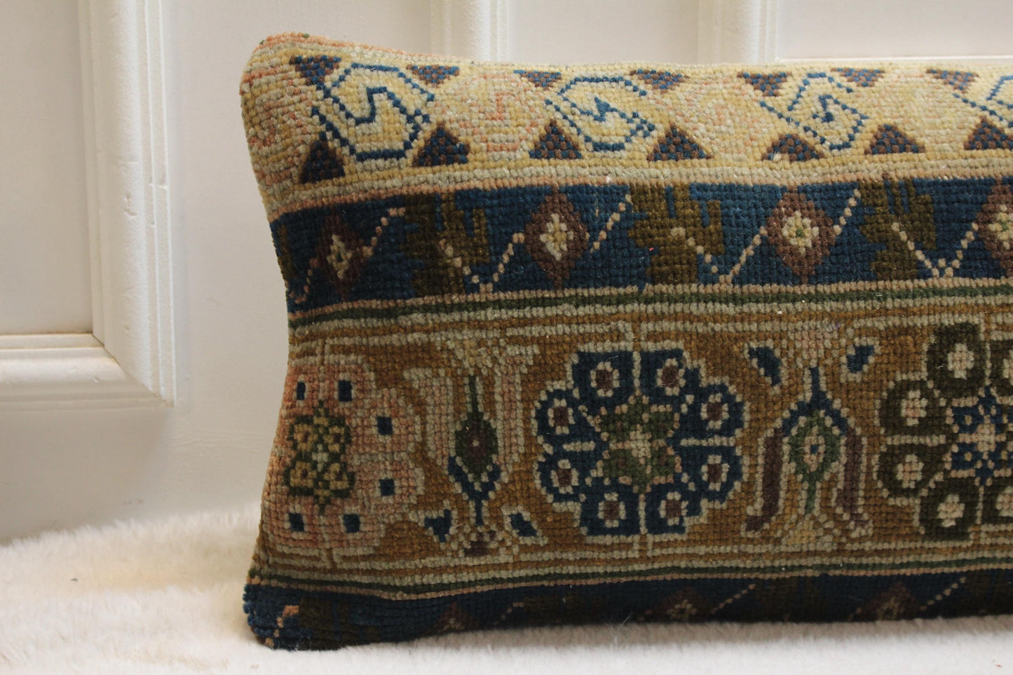Vintage Kilim Pillow – 30x120” Turkish Rug, Bench Cushion