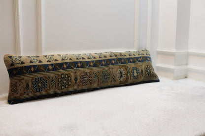 Vintage Kilim Pillow – 30x120” Turkish Rug, Bench Cushion