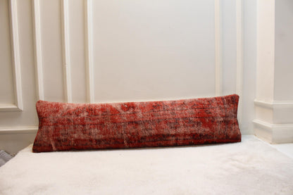 Handmade Long Kilim Pillow – 30x120” Burnt Crimson Turkish Cushion
