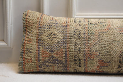 Handmade Kilim Lumbar Pillow 30x120” | Turkish Desert Tone Cushion