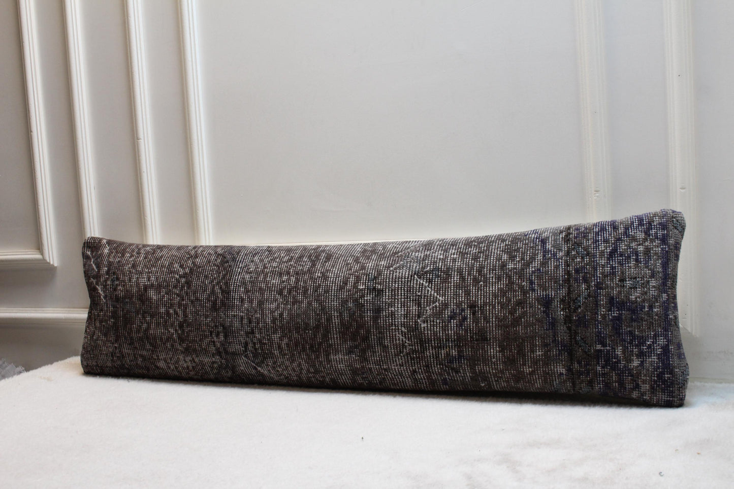 Turkish Kilim Lumbar Pillow Cover (30x120") | Extra Long Brown Gray Boho Cushion
