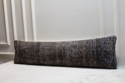 Turkish Kilim Lumbar Pillow Cover (30x120") | Extra Long Brown Gray Boho Cushion