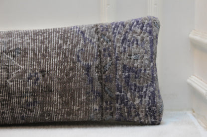Turkish Kilim Lumbar Pillow Cover (30x120") | Extra Long Brown Gray Boho Cushion