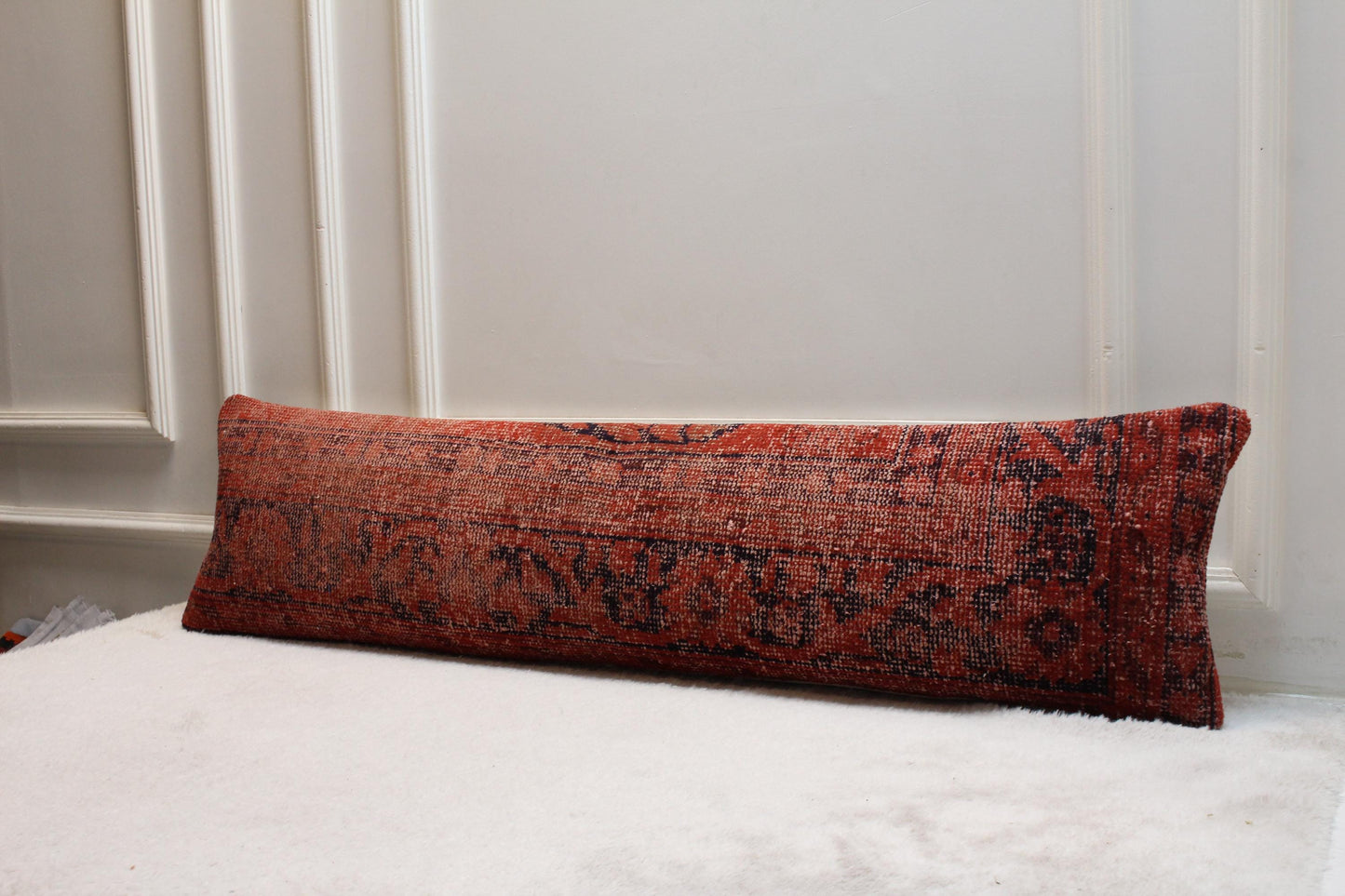 Extra Long Kilim Lumbar Pillow | Handwoven Turkish Rustic Accent (30x120")
