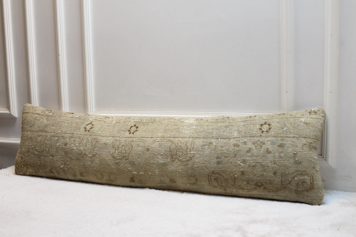 Beige Kilim Lumbar Pillow Cover | Rustic Turkish, Extra Long 30x120"