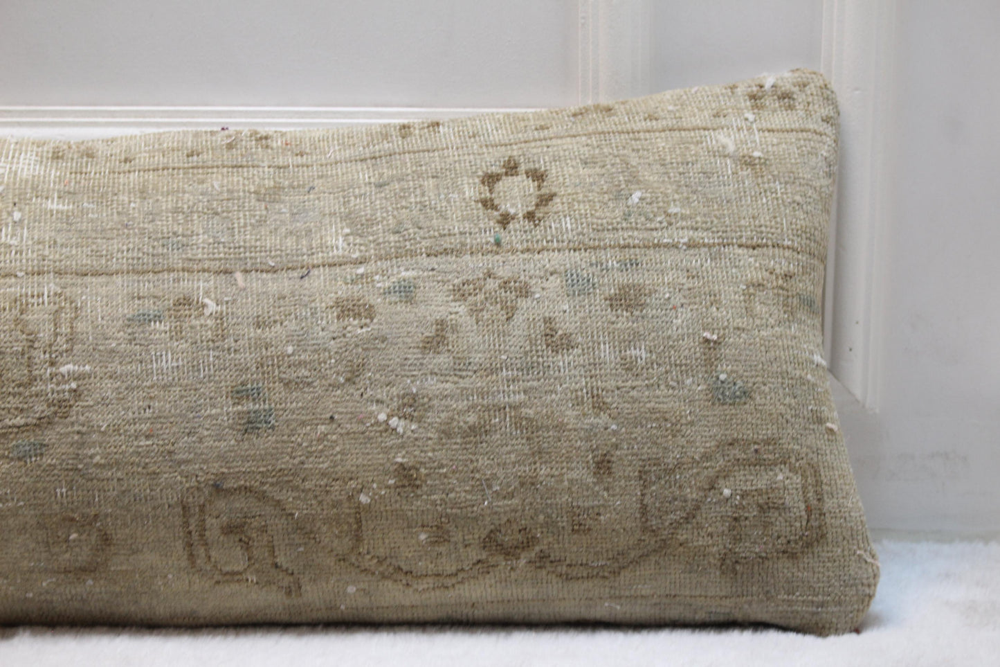 Beige Kilim Lumbar Pillow Cover | Rustic Turkish, Extra Long 30x120"