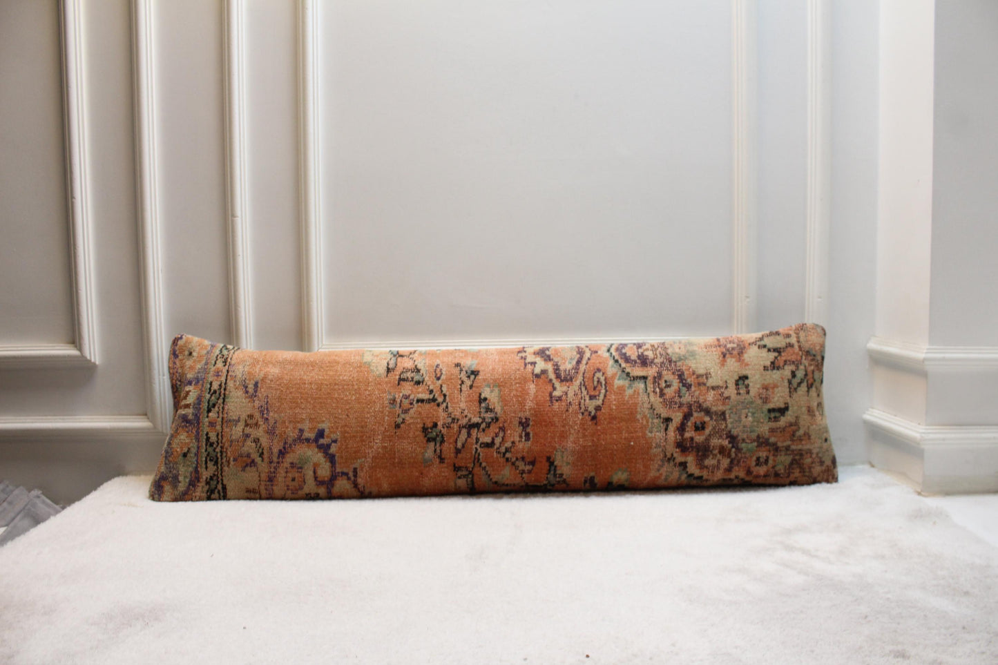 Vintage Turkish Kilim Lumbar Pillow | Extra Long Boho Cushion Cover