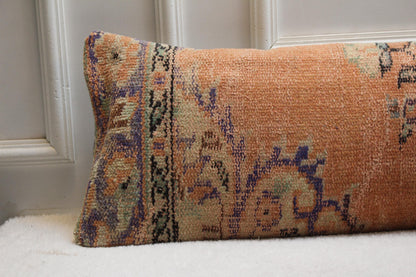 Vintage Turkish Kilim Lumbar Pillow | Extra Long Boho Cushion Cover