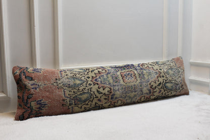Vintage Turkish Kilim Lumbar Pillow: Boho Cushion Cover (12x48 in)