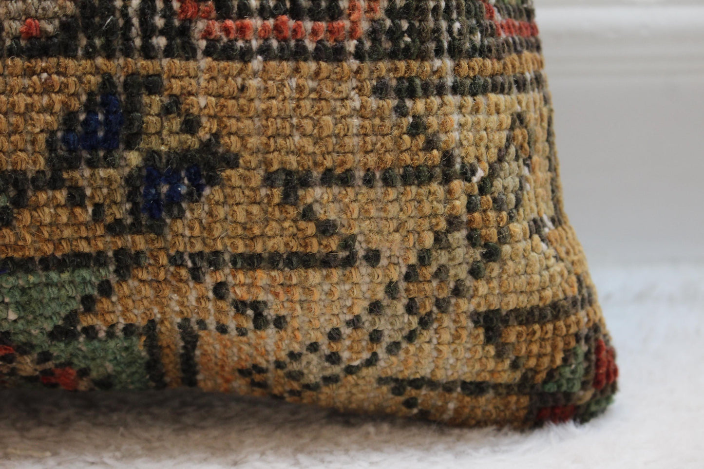 Patchwork Turkish Rug Pillow Cover: Rainbow Wool Kilim Pillow, 16x16