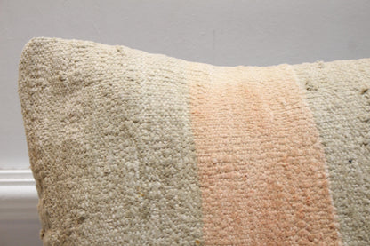 Striped Kilim Pillow Cover: Handmade Vintage Woven Wool, 16x16 inch